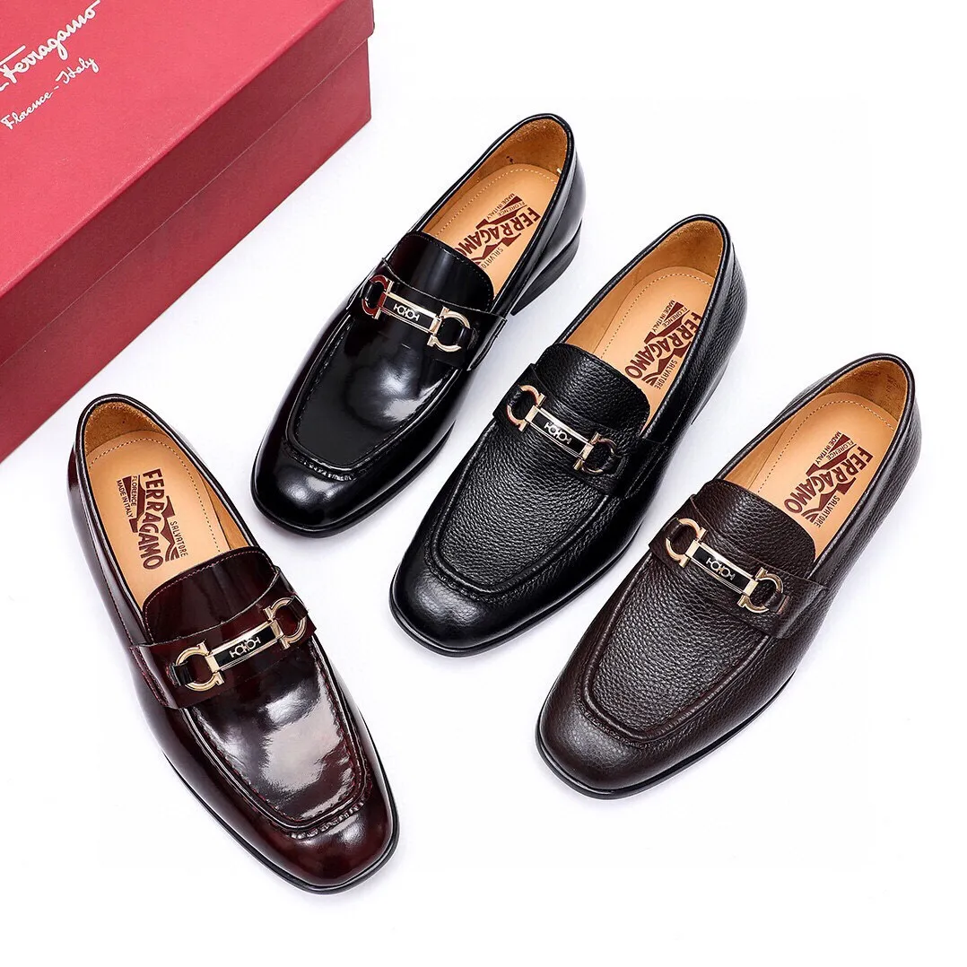 Men's Men's Shoes 💰540 💐[Ferragamo/Ferragamo] New 🐲Ferragamo* Ferragamo classic formal leather shoes! It is made of imported first-layer open-edge beaded cowhide leather upper + luxurious hardware buckle, and the inner layer is comfortable first-layer cowhide 🐂 leather lining! Original wear-resistant rubber outsole! Code number 38-44 (45🉑️customized)
